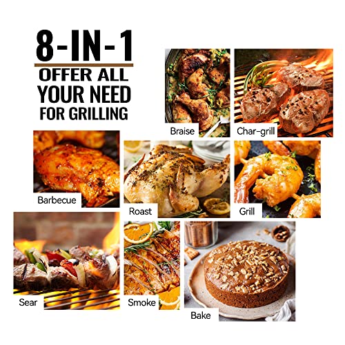 Wood Pellet Grill Smoker with PID Controller, 8-in-1 BBQ Grill, 572 sq in Cooking Area B947370