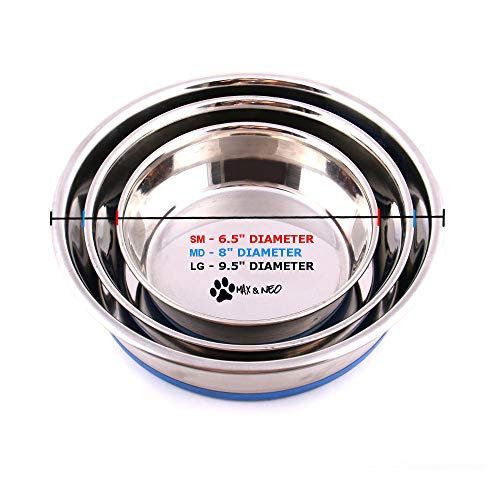 Heavyweight Non-Skid Rubber Bottom Stainless Steel Dog Bowl - Small - 32oz - 6.5" Diameter D630760