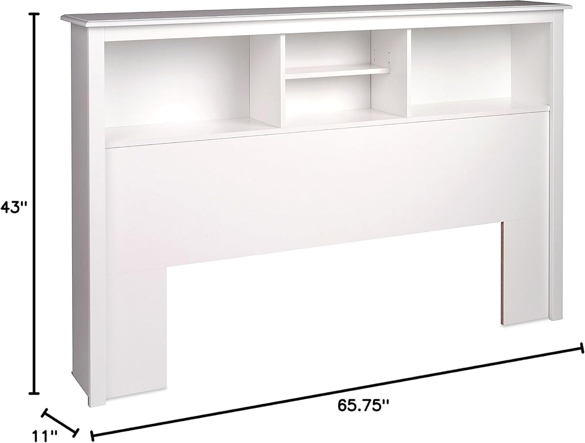 White Full Platform Storage Bed with 6 Drawers and Headboard with 3 Compartments N5268
