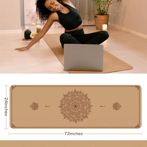 Cork Yoga Mat Non Slip Thick 72" x 24" x 5mm Z221724
