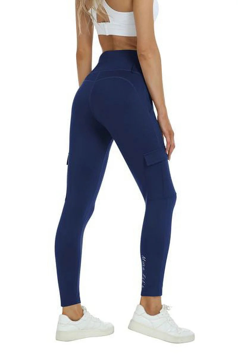 Navy blue High Waisted Yoga Pants With Pockets Z3428