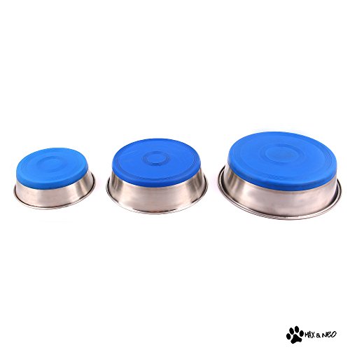 Heavyweight Non-Skid Rubber Bottom Stainless Steel Dog Bowl - Small - 32oz - 6.5" Diameter D630760