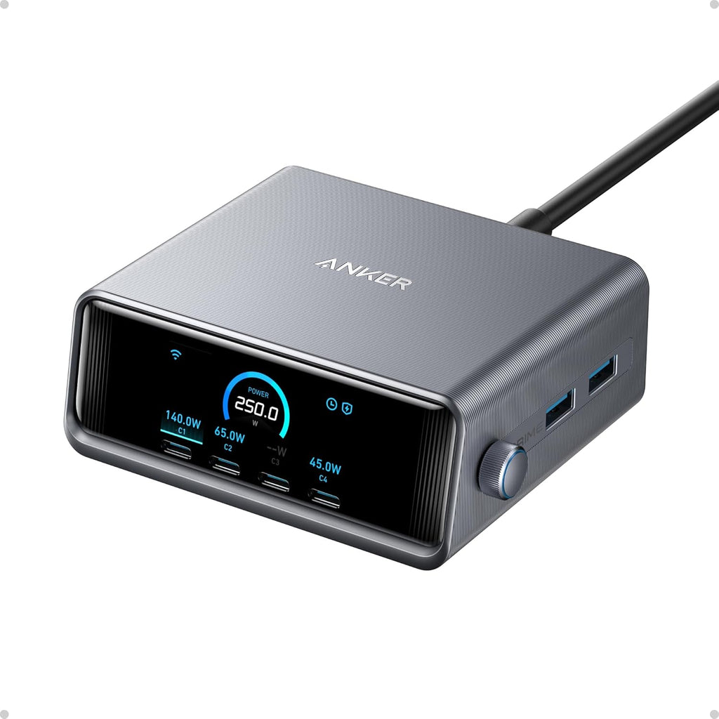 250W 6-Port GaN USB-C Charger with LCD Display K92623