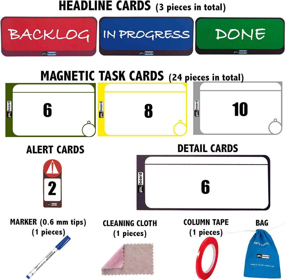 39 Piece Kanban Board Set with Magnets Q6901