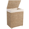 90L Foldable Natural Seagrass Laundry Hamper with Lid Y16886