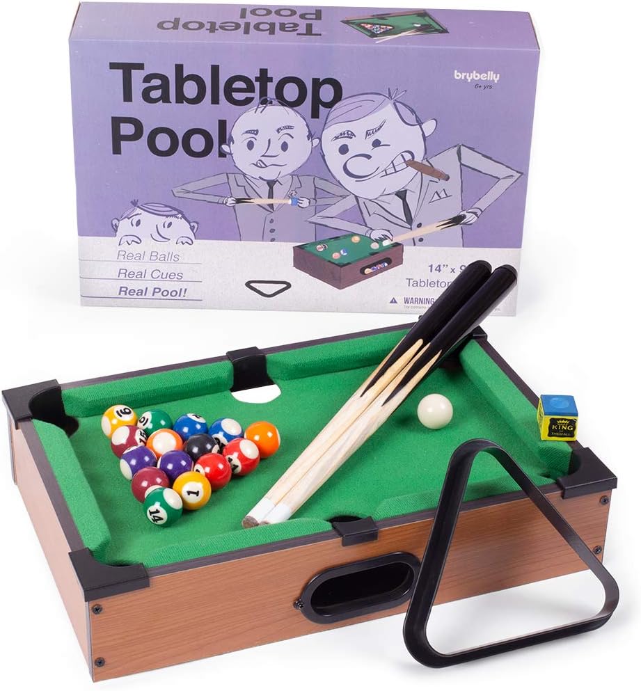 Mini Table Top Pool Set with 2 Cue Sticks, 16 Balls, Chalk & Triangle F620