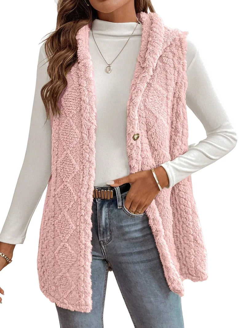 Pink Oversized Fleece Hooded Cardigan H505429