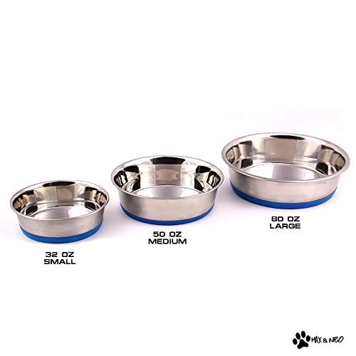 Heavyweight Non-Skid Rubber Bottom Stainless Steel Dog Bowl - Small - 32oz - 6.5" Diameter D630760