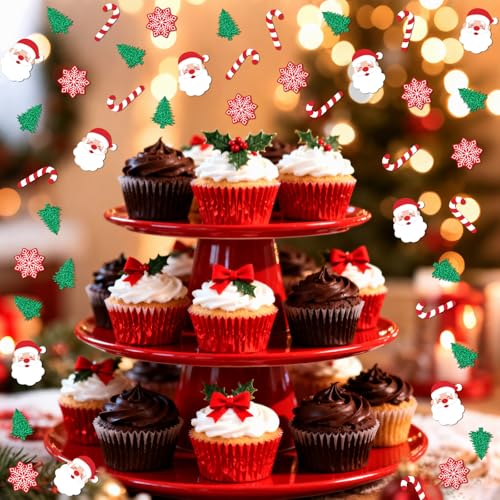 Christmas Confetti Glitter Tree Decorations Santa Claus Snowflakes Candy Canes Sprinkles D1264