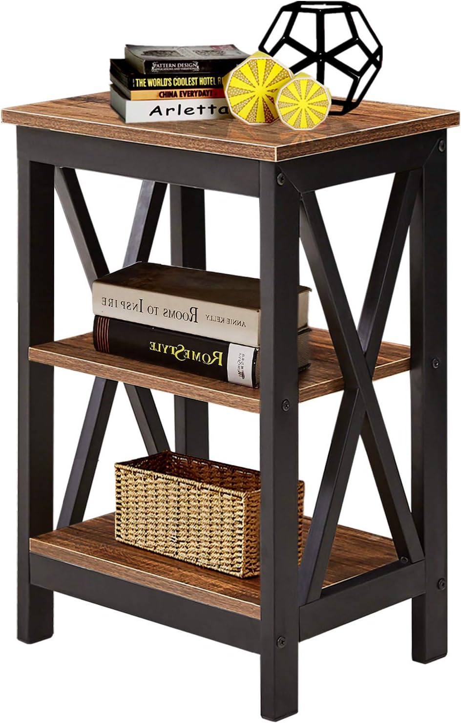 Rustic Brown Storage Cabinet and Drawer Nightstand S265