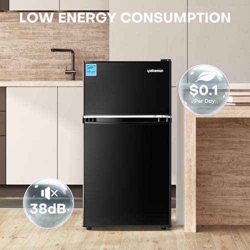 3.1 Cu.Ft Double Door Mini Fridge with Freezer, Black I815394