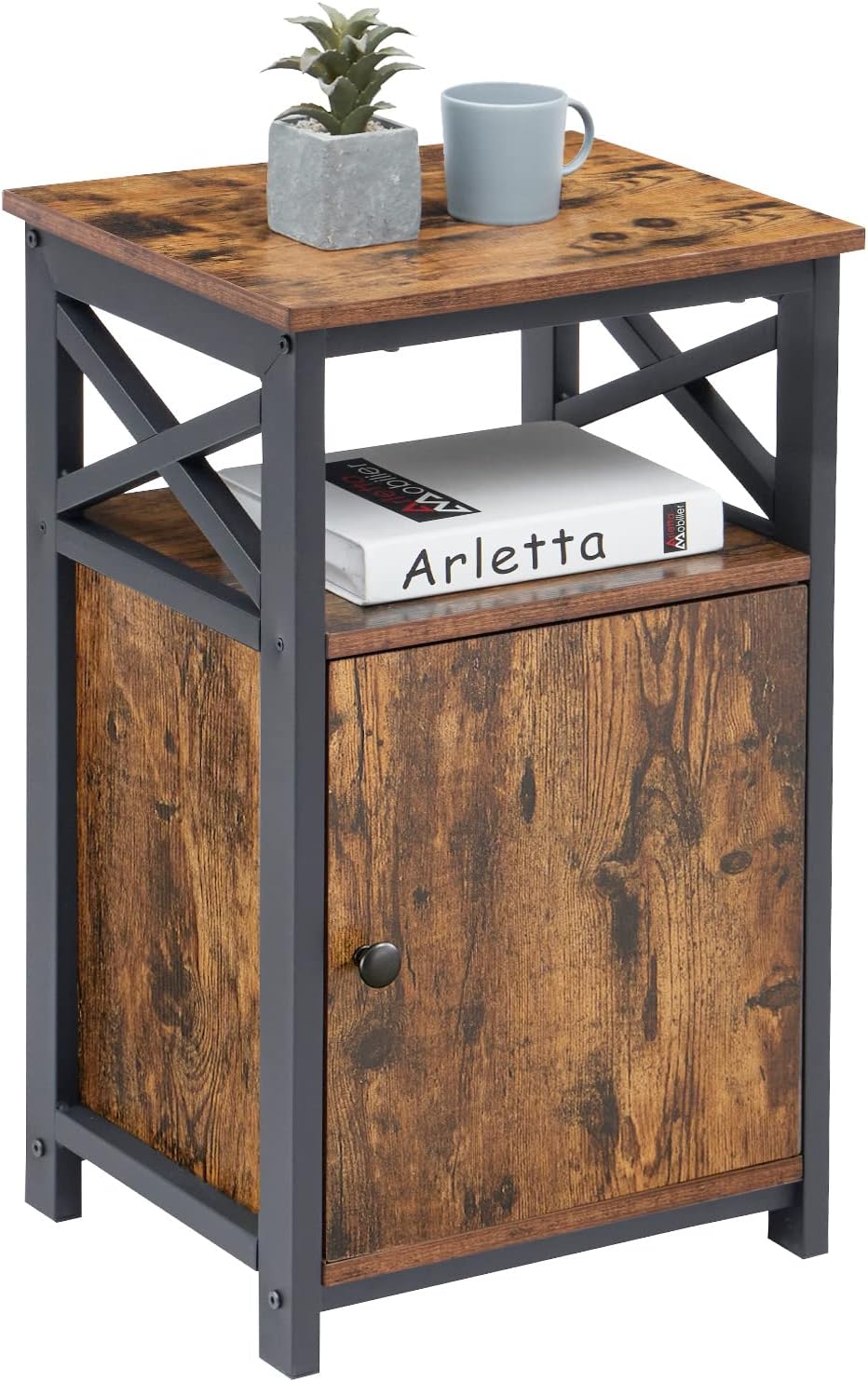 Rustic Brown Storage Cabinet and Drawer Nightstand S265