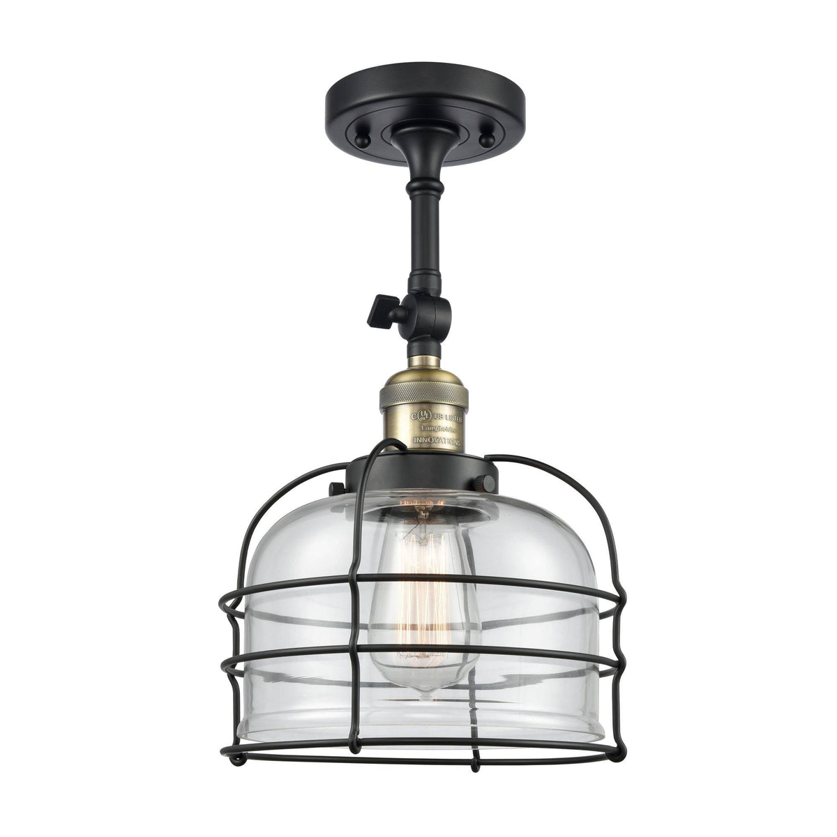 1 Light Semi-Flush Mount Black Antique Brass C407