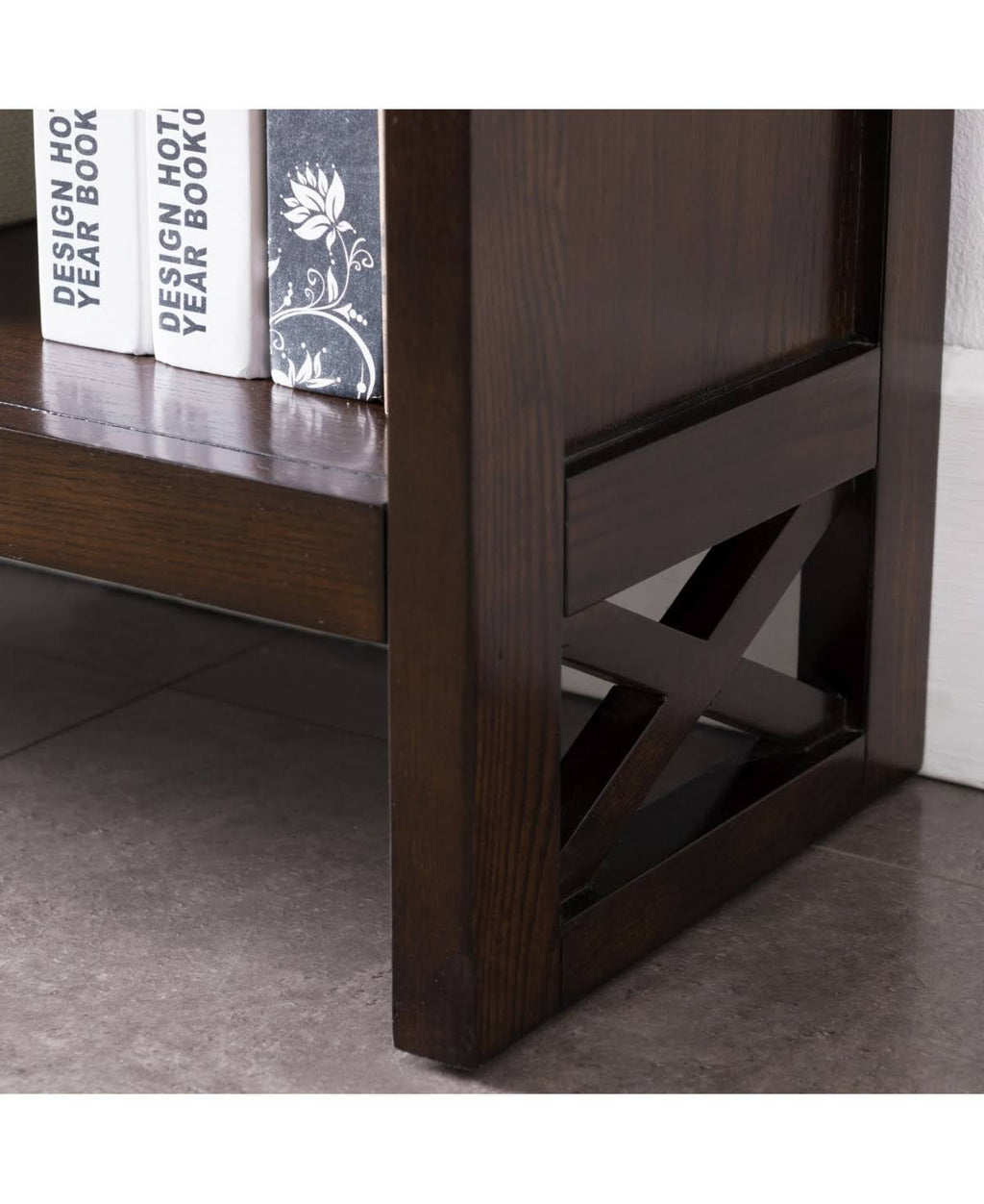 3 Shelf Bookcase with Drawer Storage, Chocolate Oak B76622