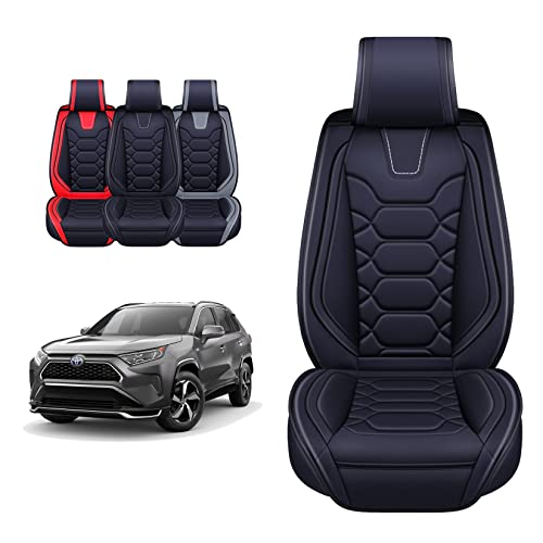 Black Leather Seat Covers for RAV4 (Sport Front Pair, Black&Gray) T316
