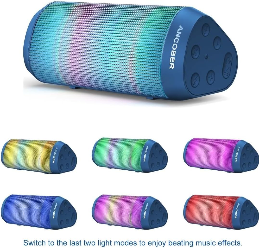 Portable Wireless Bluetooth Speaker with Lights, IPX4 Waterproof, USB Rechargeable V269347
