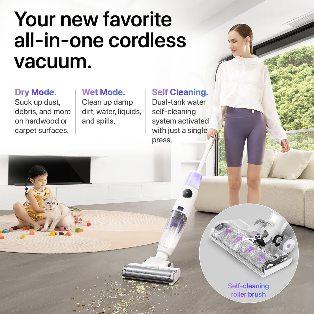 3-in-1 Cordless Wet Dry Vacuum Cleaner White T180083