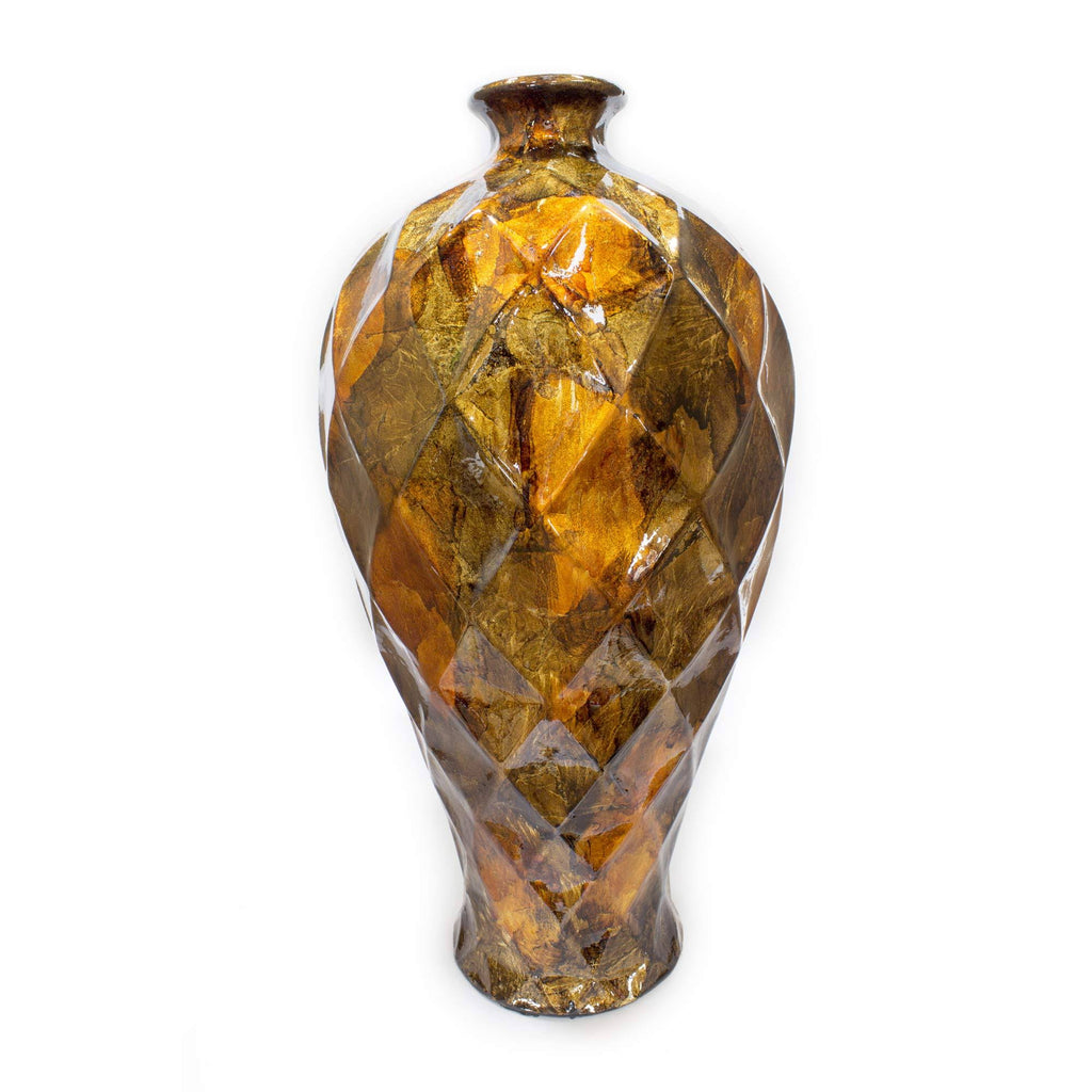 20 in. Gold Copper & Brown Floor Vase Q71375