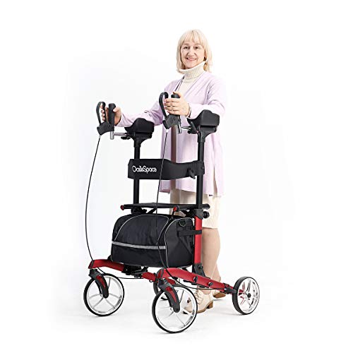 Gray Upright Rollator Walker with Seat and Padded Armrest D5300