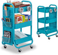 3-Tier Metal Rolling Cart with Pegboard and Handle W5170