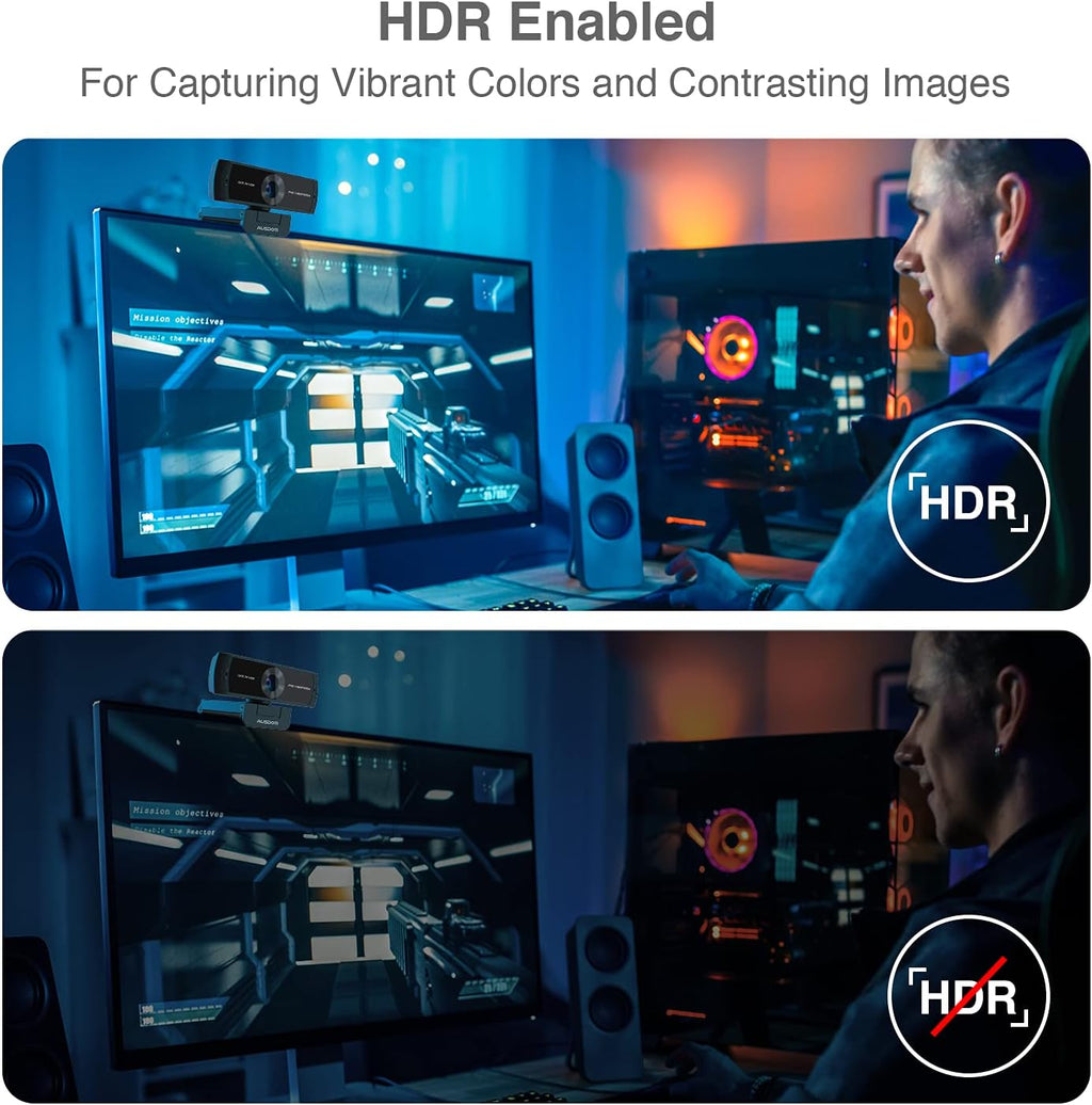 2K QHD Webcam with HDR, Dual Noise Canceling Mics & Privacy Cover V4186