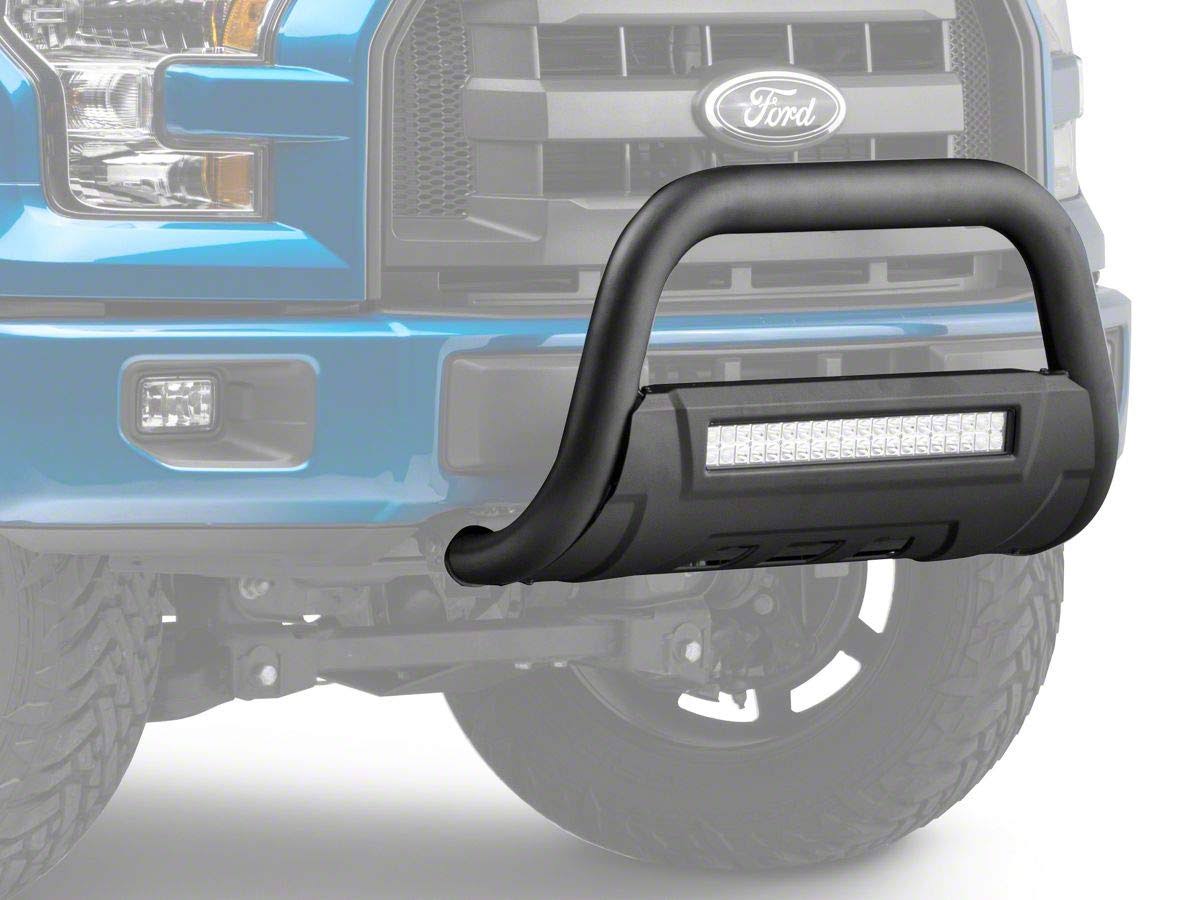 Textured Black Bull Bar with Skid Plate and 20-inch LED Light Bar A635