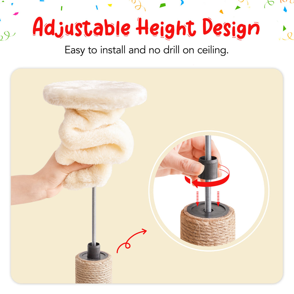 Beige Adjustable Height 7 Tiers Cat Tree with Hammock I53395