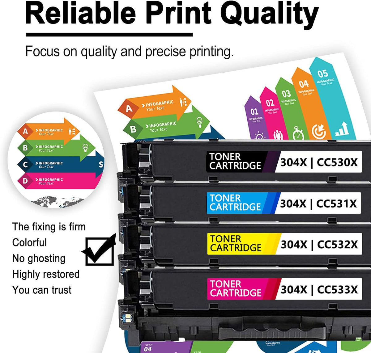 6 Pack Compatible Remanufactured Toner Cartridge Replacement O268496
