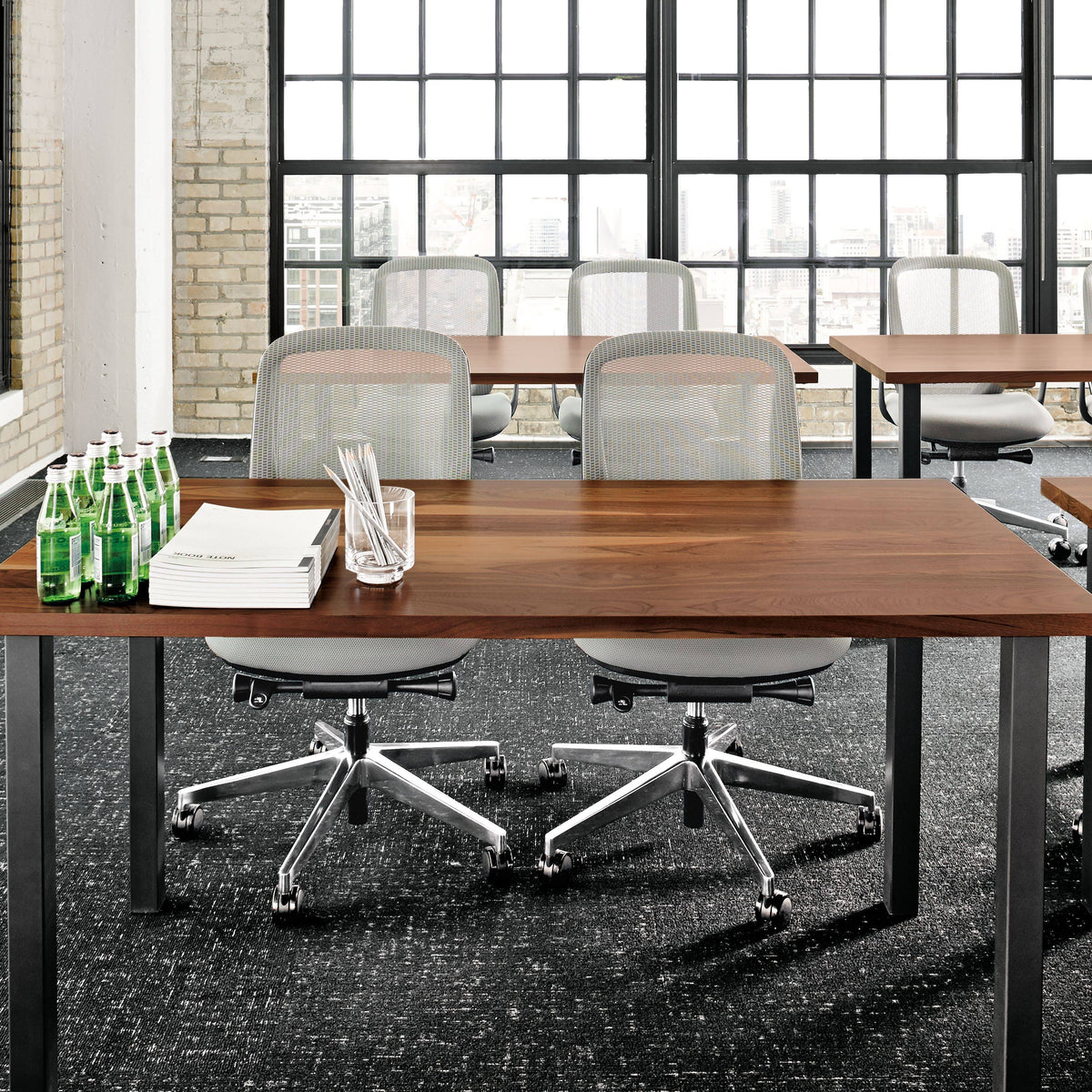 Cherry Top Parsons Leg Table with Graphite Base A96278