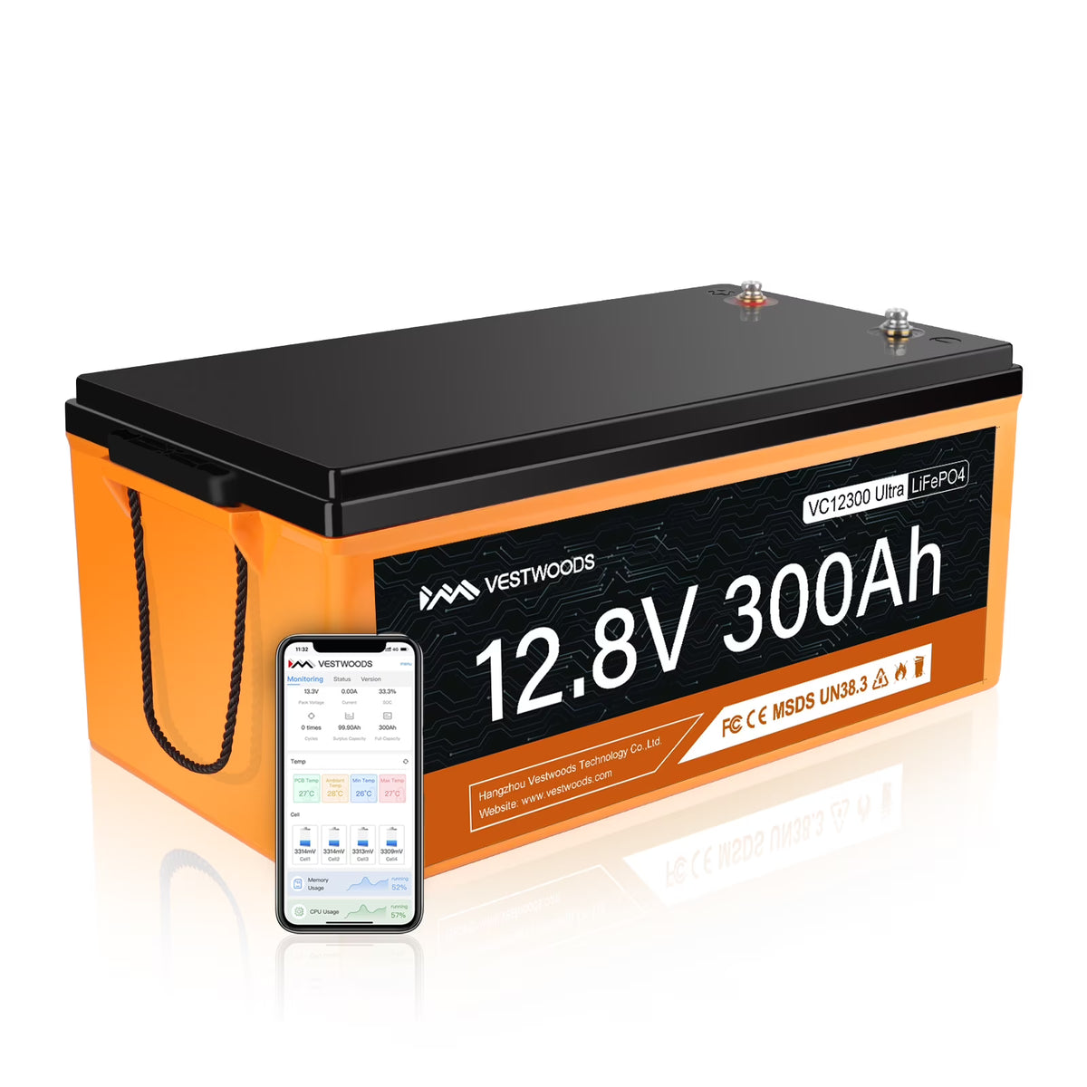 12V 300Ah LiFePO4 Lithium Rechargeable Battery J92065