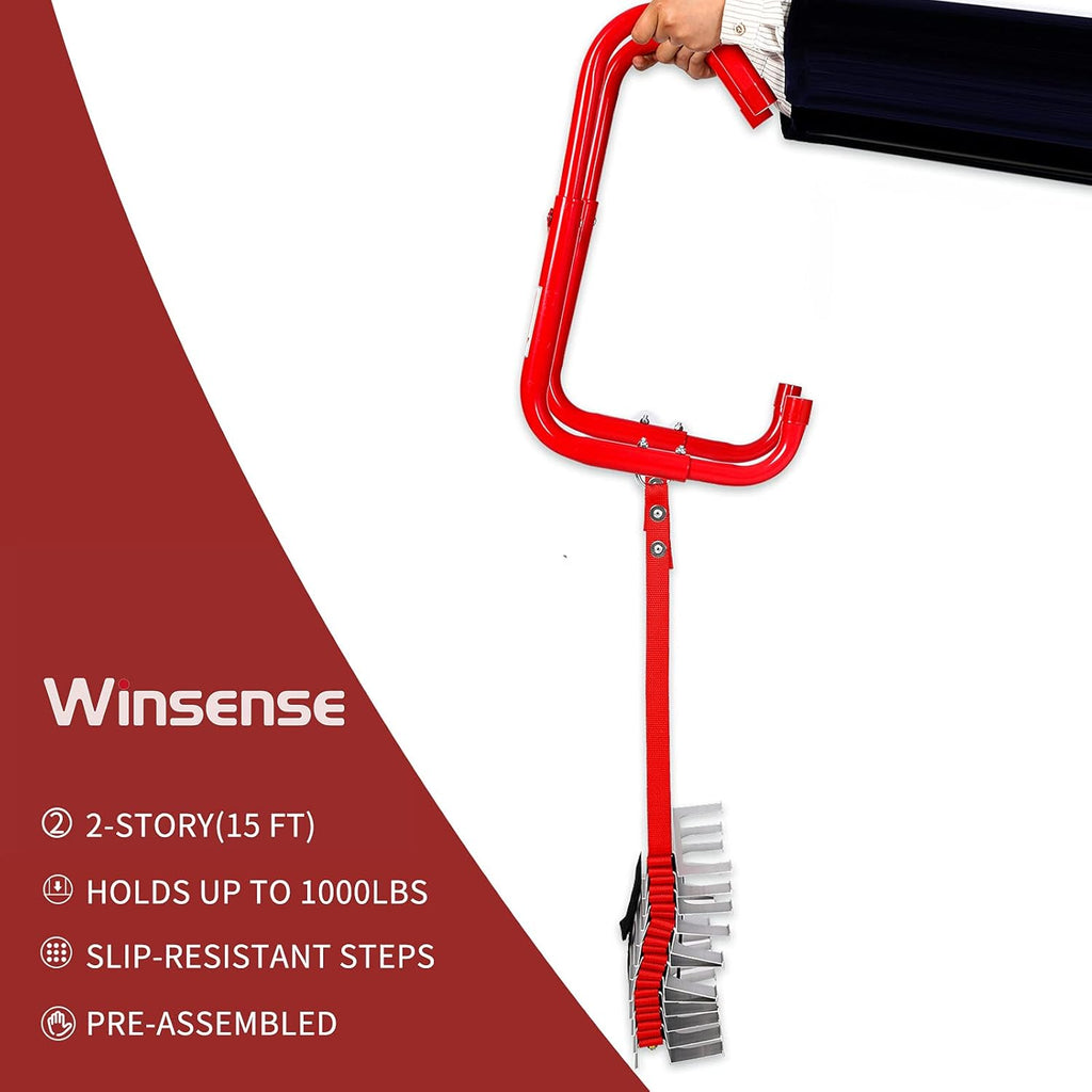 Retractable Fire Escape Ladder 15 Foot with Aluminum Steps Y151271