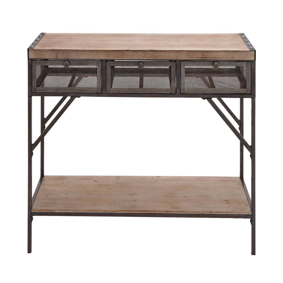 Brown Industrial Metal Console Table F681095