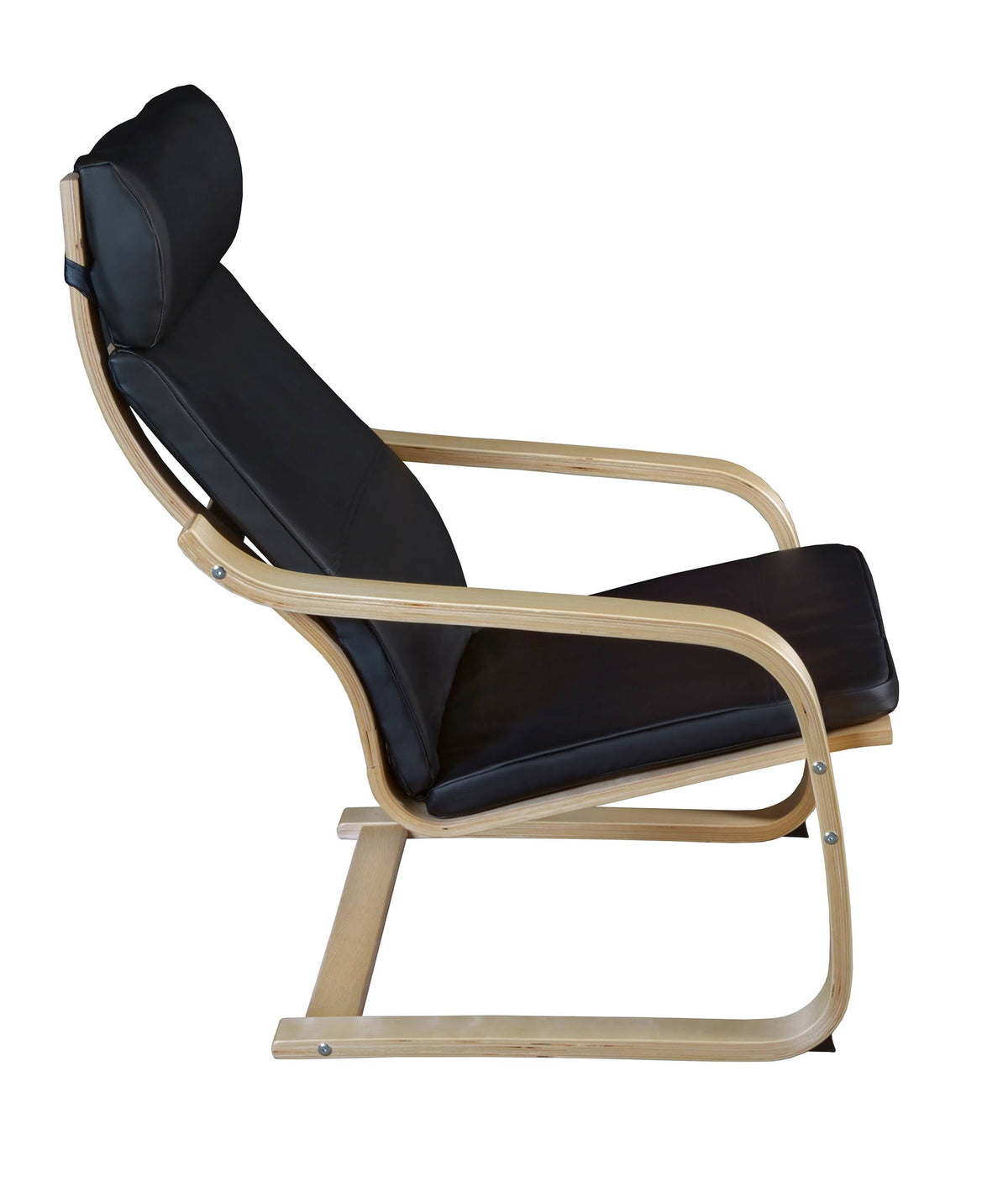 Bentwood Reclining Chair, Natural/Black Leather V5422