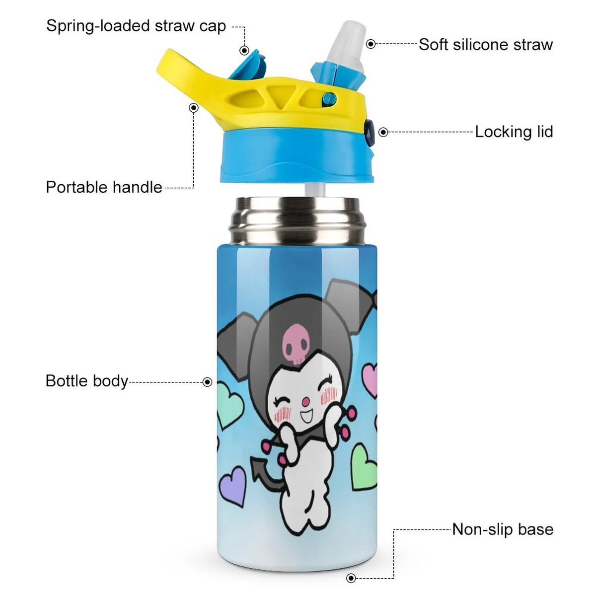 Stainless Steel Vacuum Insulated Water Bottle With Straw C87048