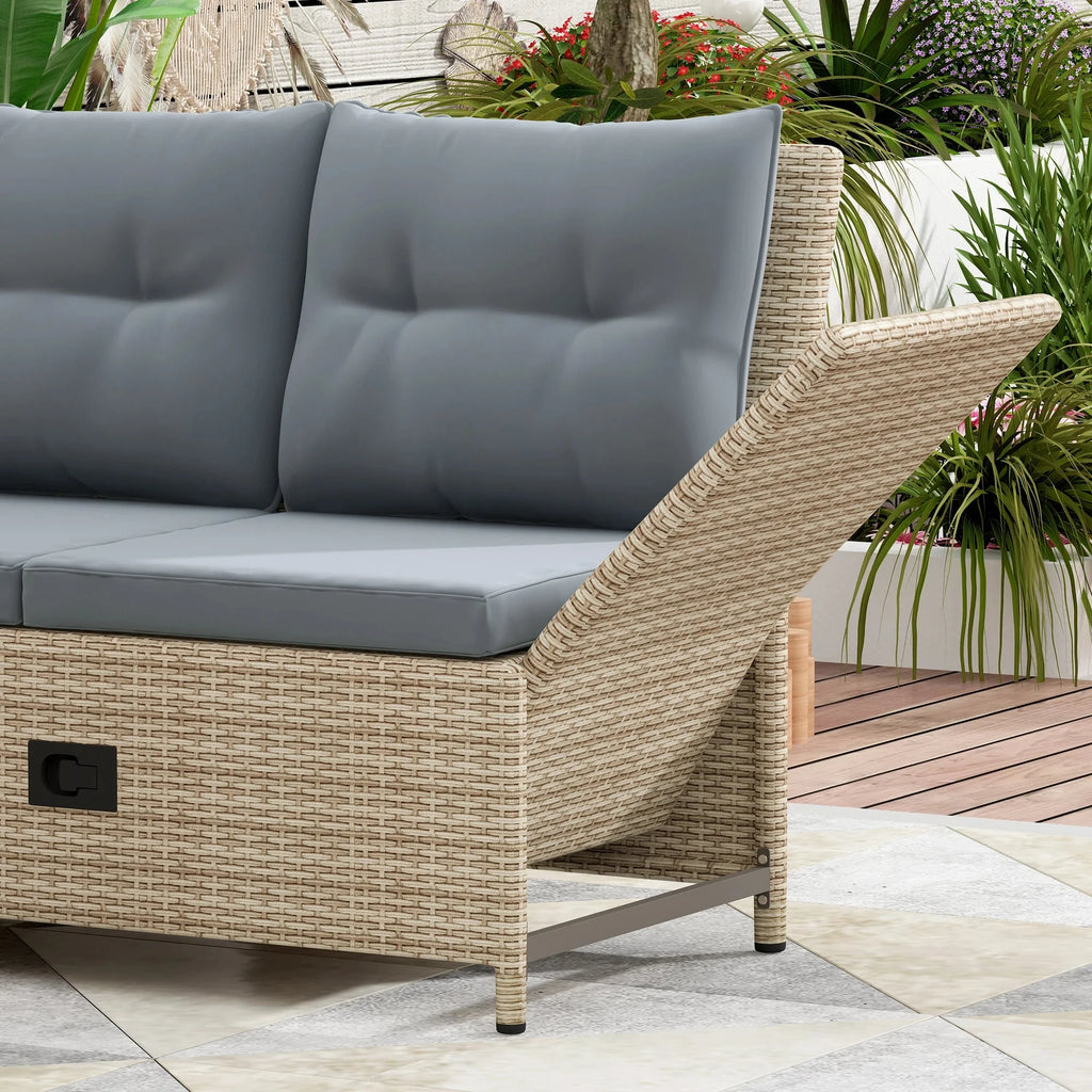 4-Piece PE Wicker Rattan Sofa Set with Adjustable Backs X7656