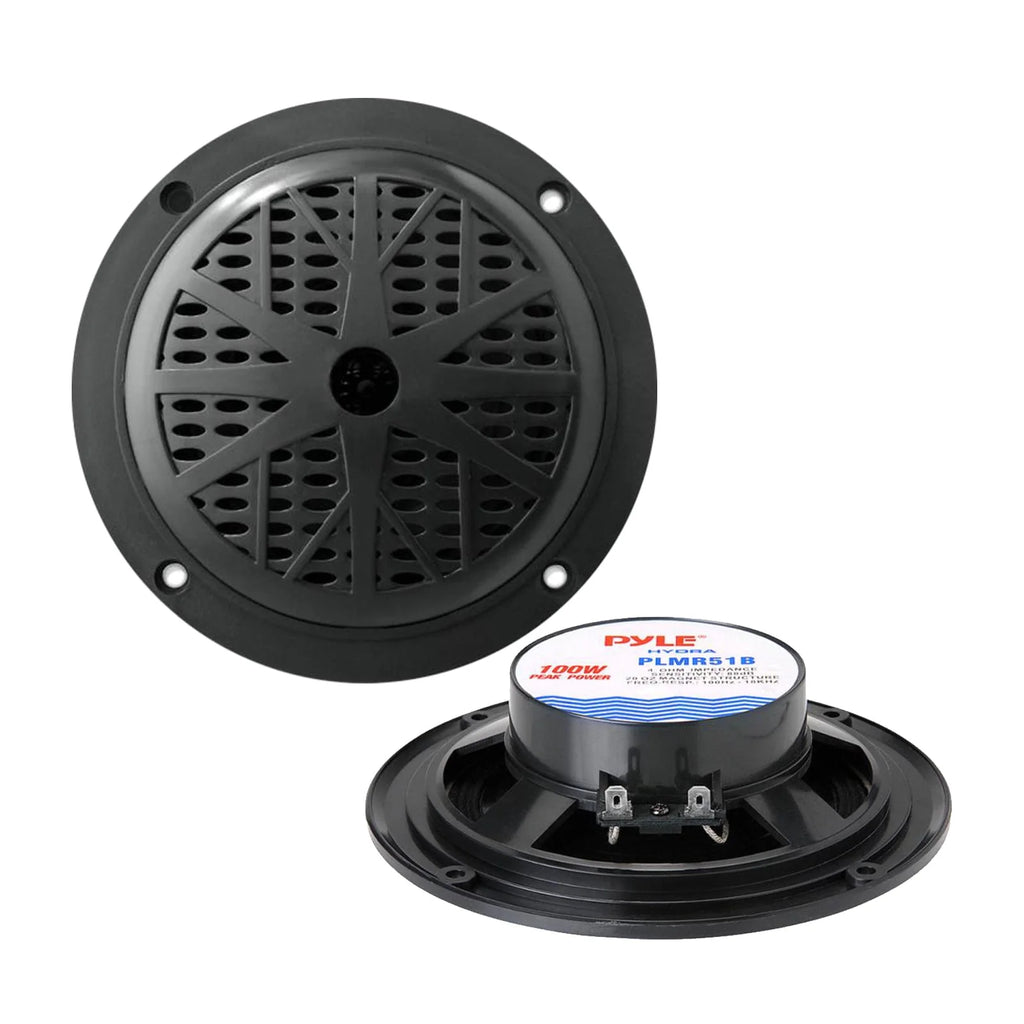 White Single DIN Marine Stereo Receiver with 2 Pairs of 5.25'' Waterproof Marine Speakers K390788