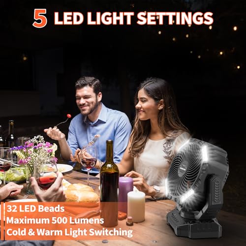 20000mAh Rechargeable Camping Fan with Light M968