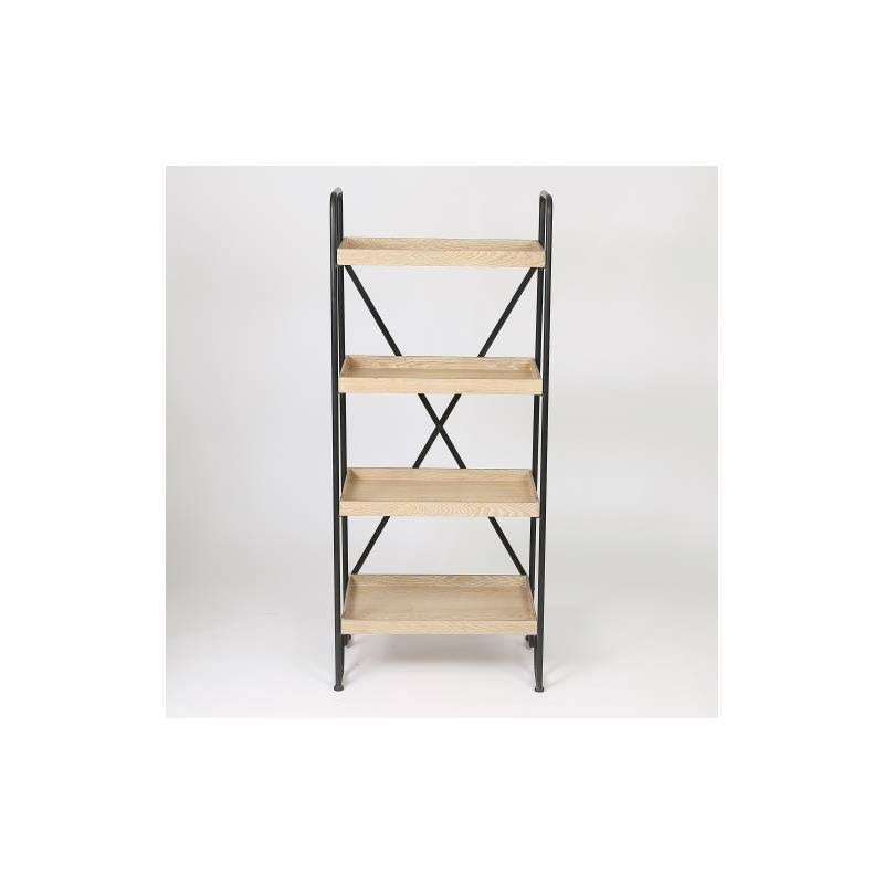 63in. H Wood and Metal Etagere Bookcase Q673
