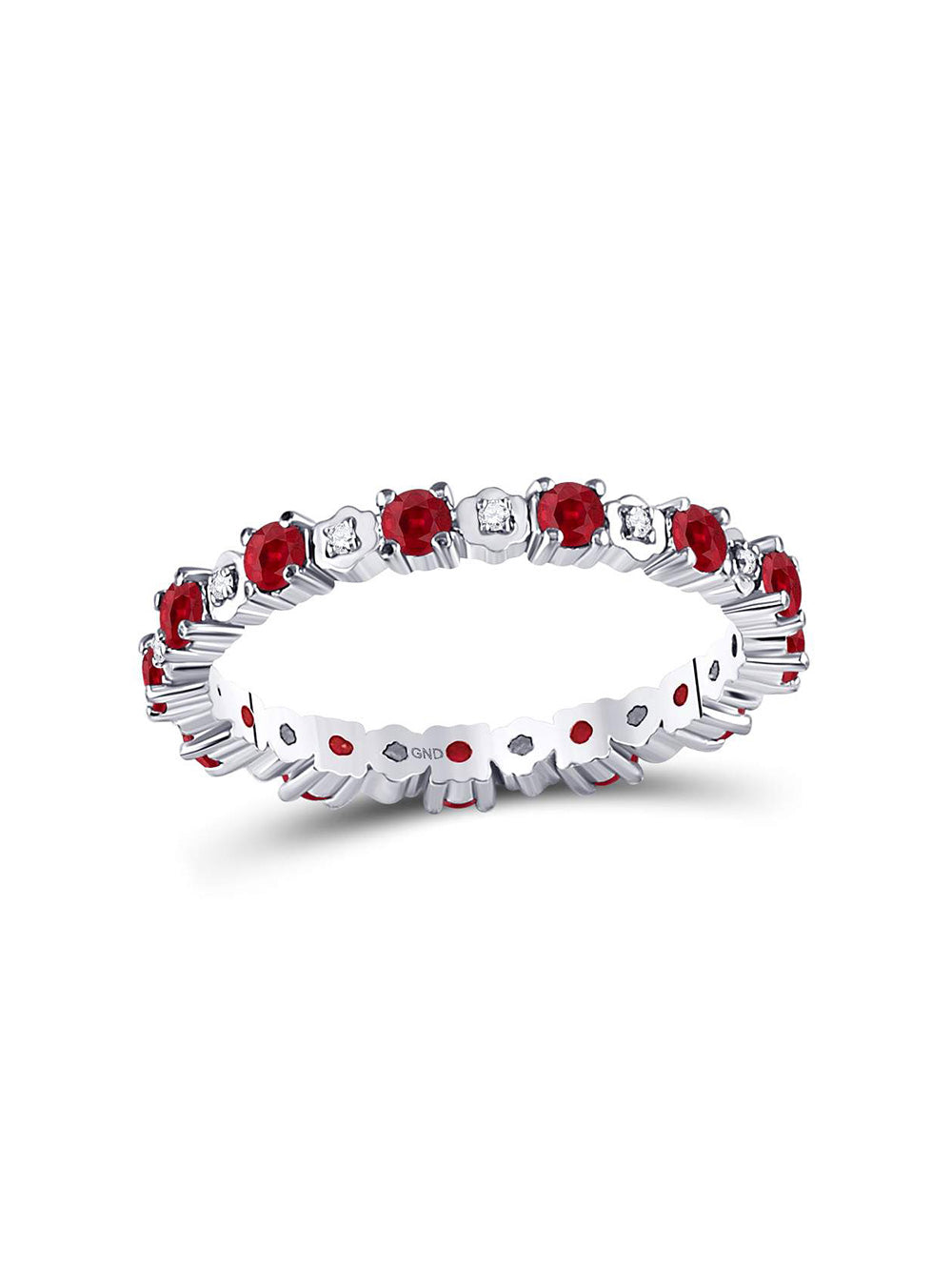 10kt White Gold Ruby Diamond Eternity Band Ring G9571