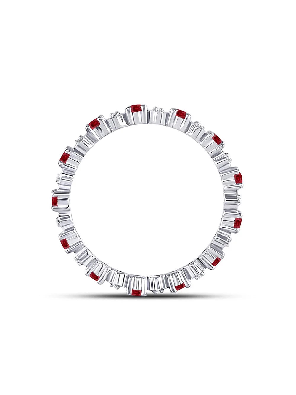 10kt White Gold Ruby Diamond Eternity Band Ring G9571