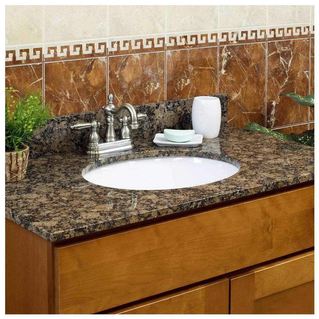 Baltic Brown Granite Vanity Top 25 in x 22 in with Backsplash 8 in Spread H74325
