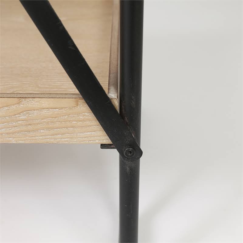 63in. H Wood and Metal Etagere Bookcase Q673