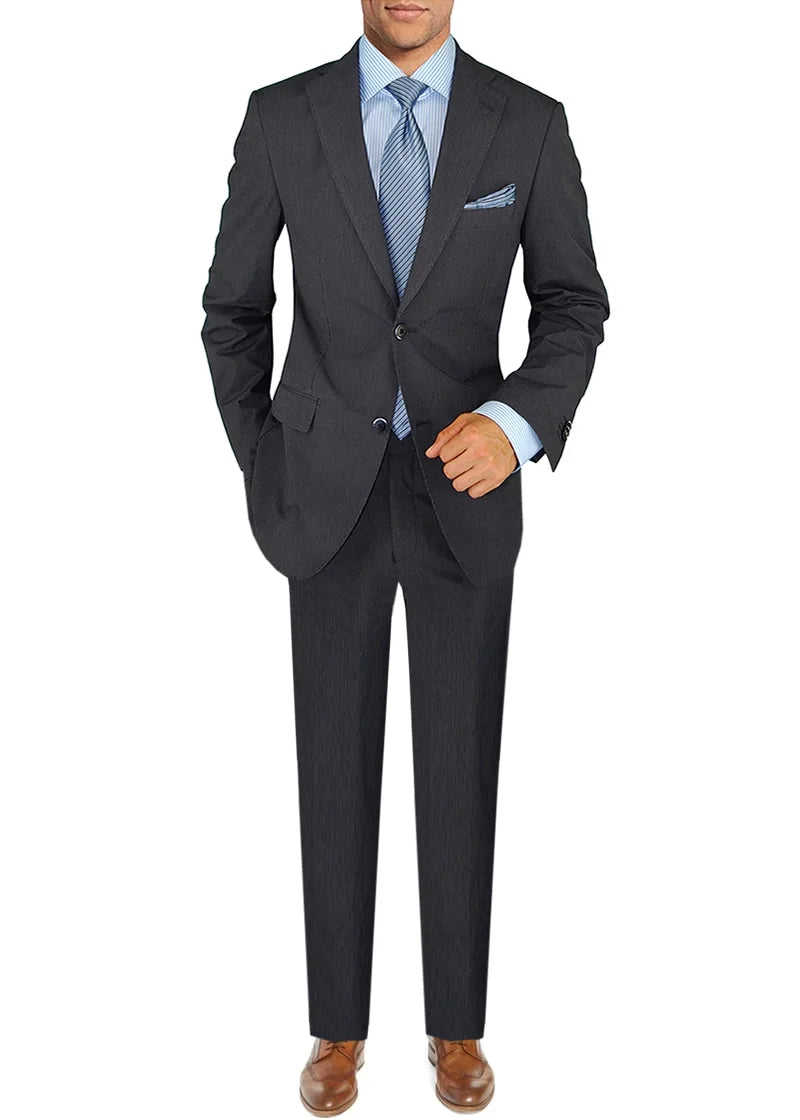 Italian Men's Two Button Suit Set 2 Piece Trim Fit Jacket Pant W3089