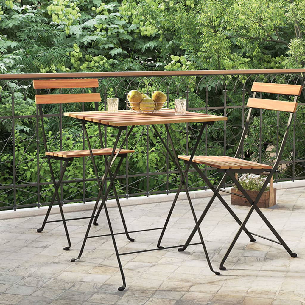 Folding Bistro Table Solid Wood Teak and Steel M865446