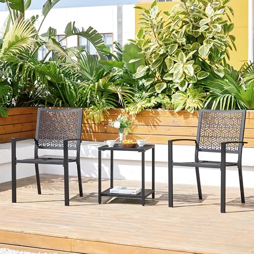 Black Stackable Metal Outdoor Dining Chairs Set of 6 K705288