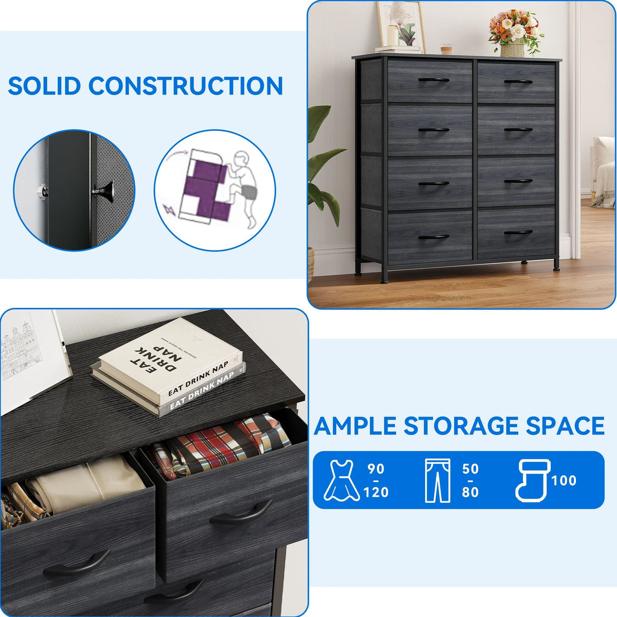 8 Drawer Fabric Storage Dresser with Steel Frame H441