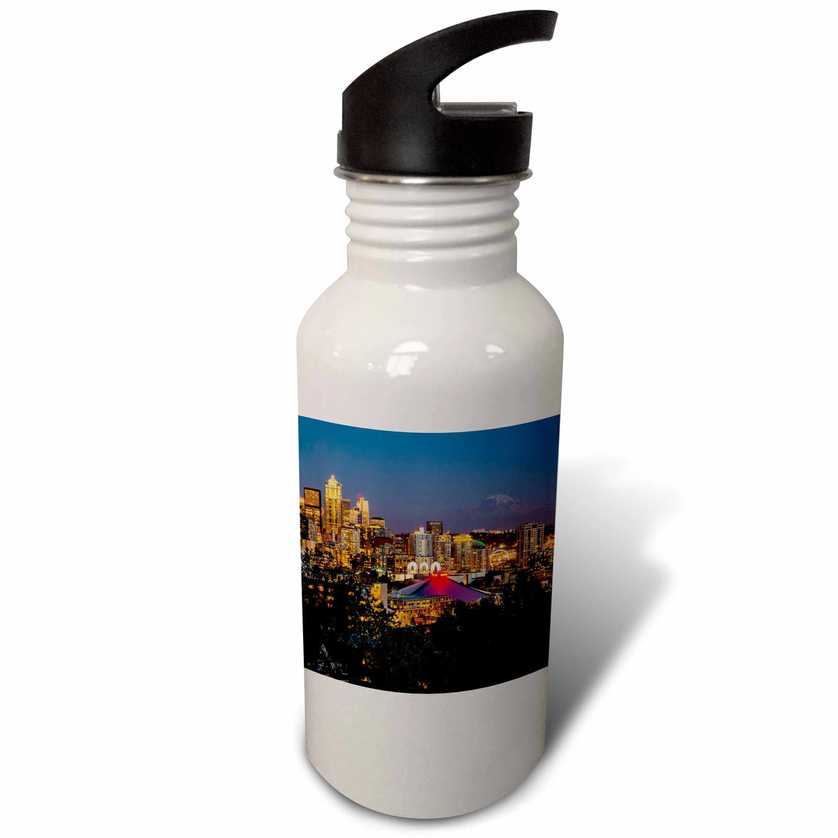 Seattle Night Scene Mount Rainier 21oz Water Bottle Y1964