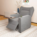 Gray Velvet Recliner Chair with Cup Holder and Table F6759