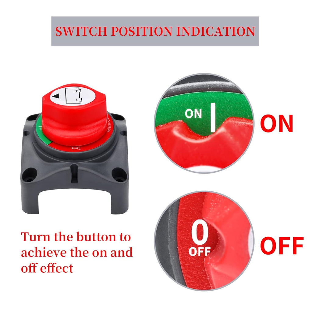 Battery Disconnect Switch, 12V 24V 48V, Pack of 2 B322762