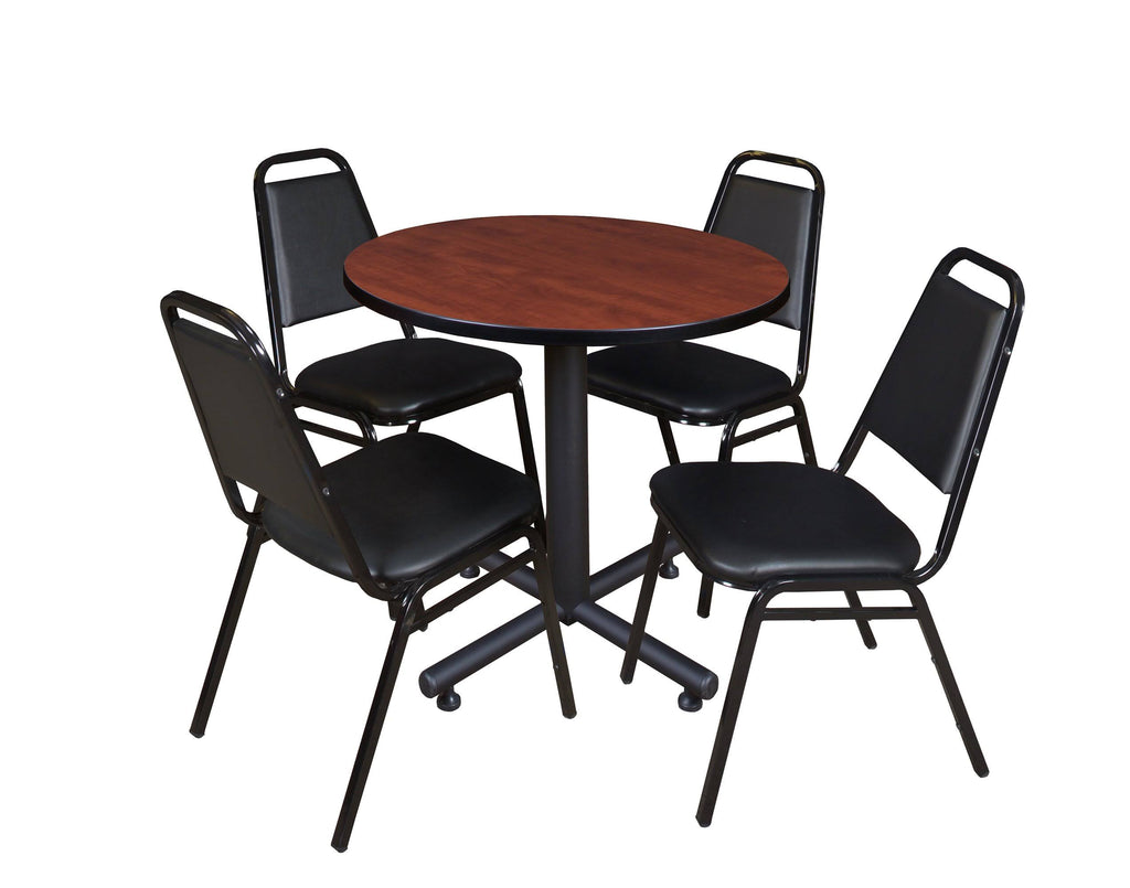Round Breakroom Table with 4 Stack Chairs F366775